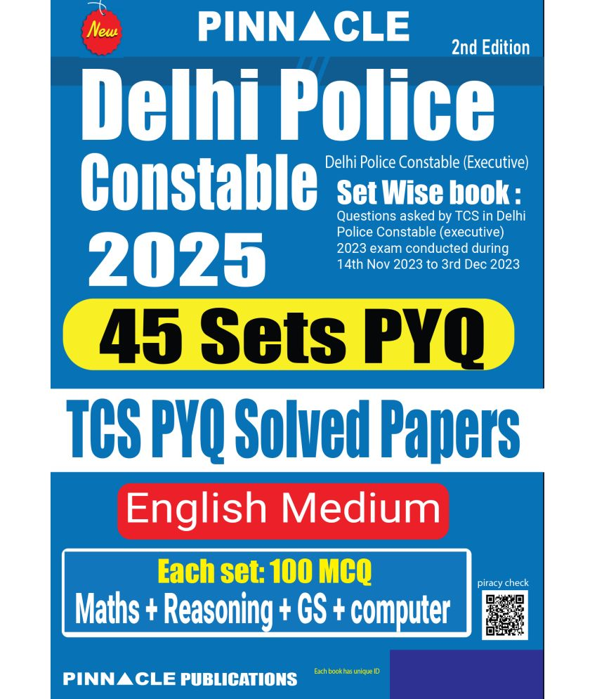     			Delhi Police Constable  2025 TCS PYQ Solved Papers (45 Sets PYQ) 2nd edition English medium