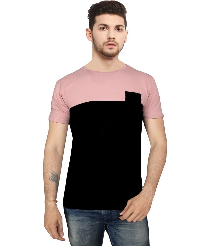     			FABRIPPLE Cotton Regular Fit Colorblock Half Sleeves Men's Round T-Shirt - Pink ( Pack of 1 )