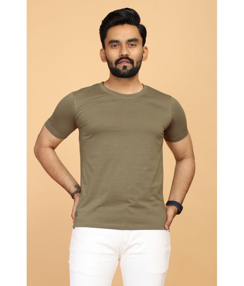     			FABRIPPLE Cotton Regular Fit Solid Half Sleeves Men's Round T-Shirt - Brown ( Pack of 1 )