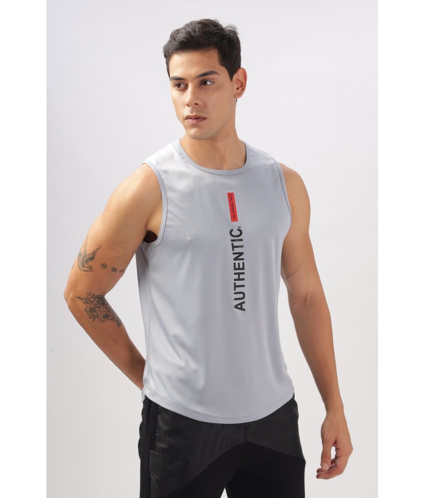     			FABRIPPLE Polyester Regular Fit Printed Sleeveless Men's Round T-Shirt - Grey ( Pack of 1 )