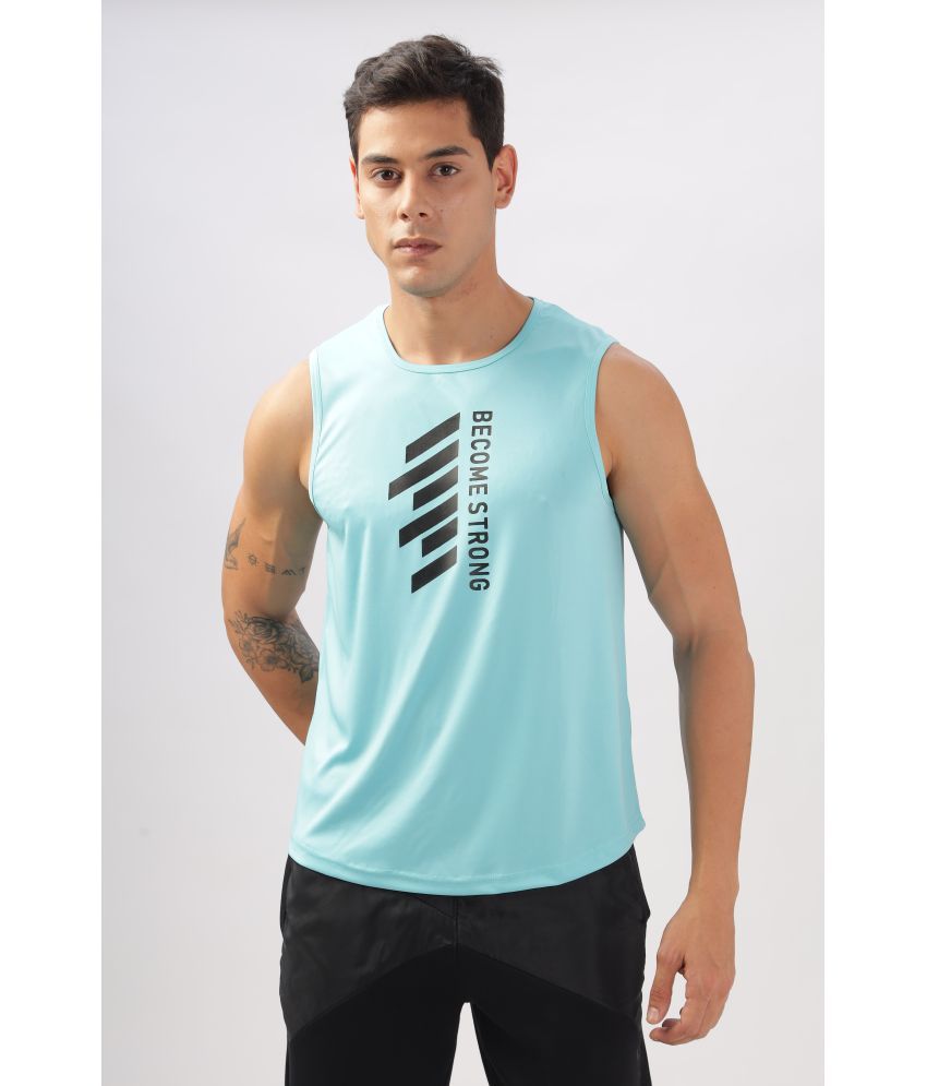     			FABRIPPLE Polyester Regular Fit Printed Sleeveless Men's Round T-Shirt - Light Blue ( Pack of 1 )