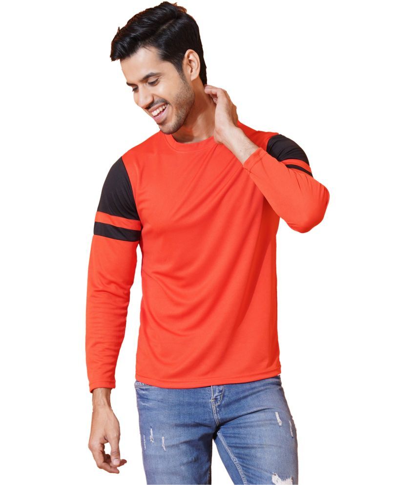     			FABRIPPLE Polyester Regular Fit Solid 3/4th Sleeves Men's Round T-Shirt - Orange ( Pack of 1 )