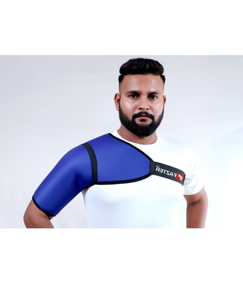     			FAZTER Universal Shoulder Support Brace With Adjustable Stretch Strap Wrap Belt - Right Shoulder Support (Blue)