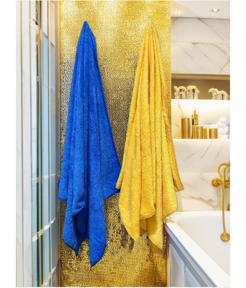     			Finesse Decor Pack of 2 Microfibre 325 -GSM Bath Towel ( Yellow )