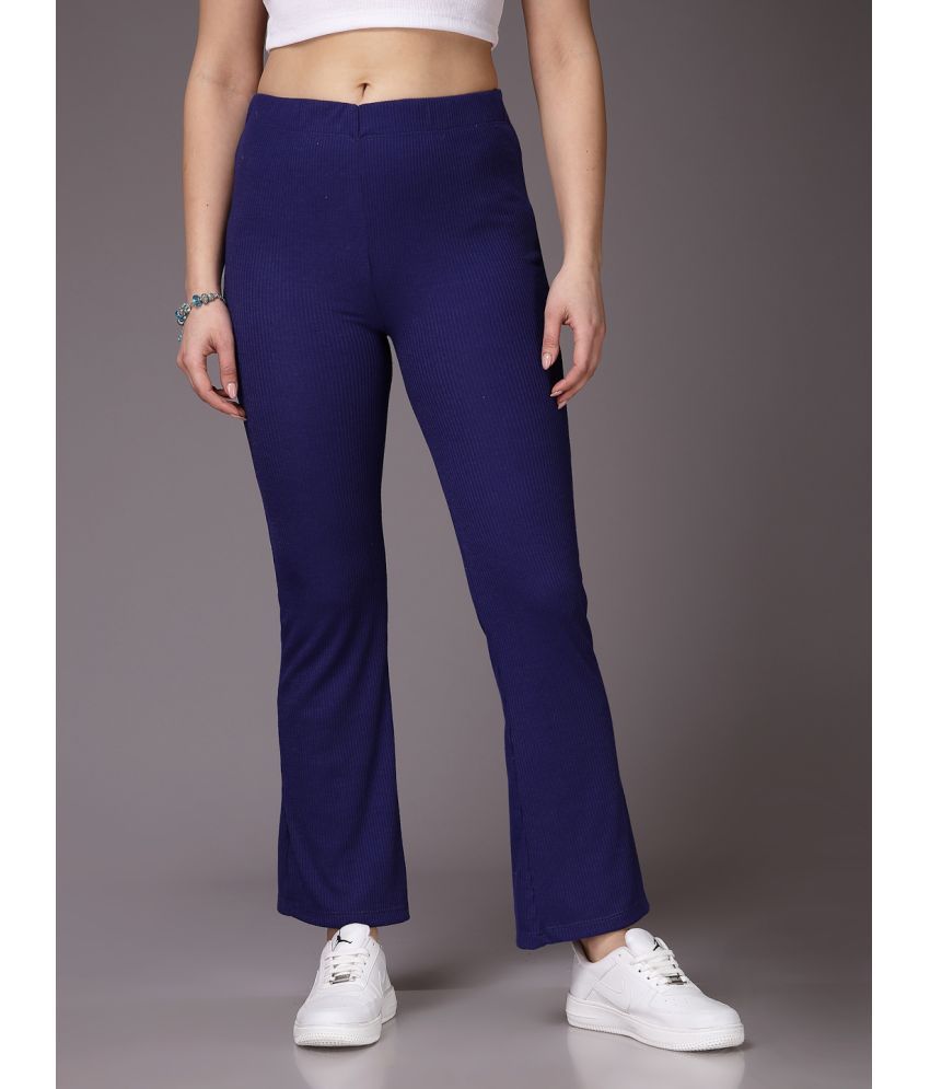     			Freehand Pack of 1 Polyester Flared Women's Casual Pants ( Navy Blue )