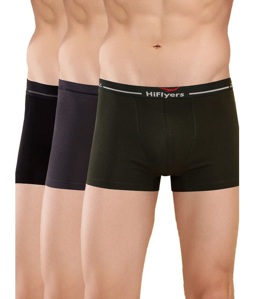     			Hiflyers Pack of 3 Cotton Blend Trunks For Men's ( Black )