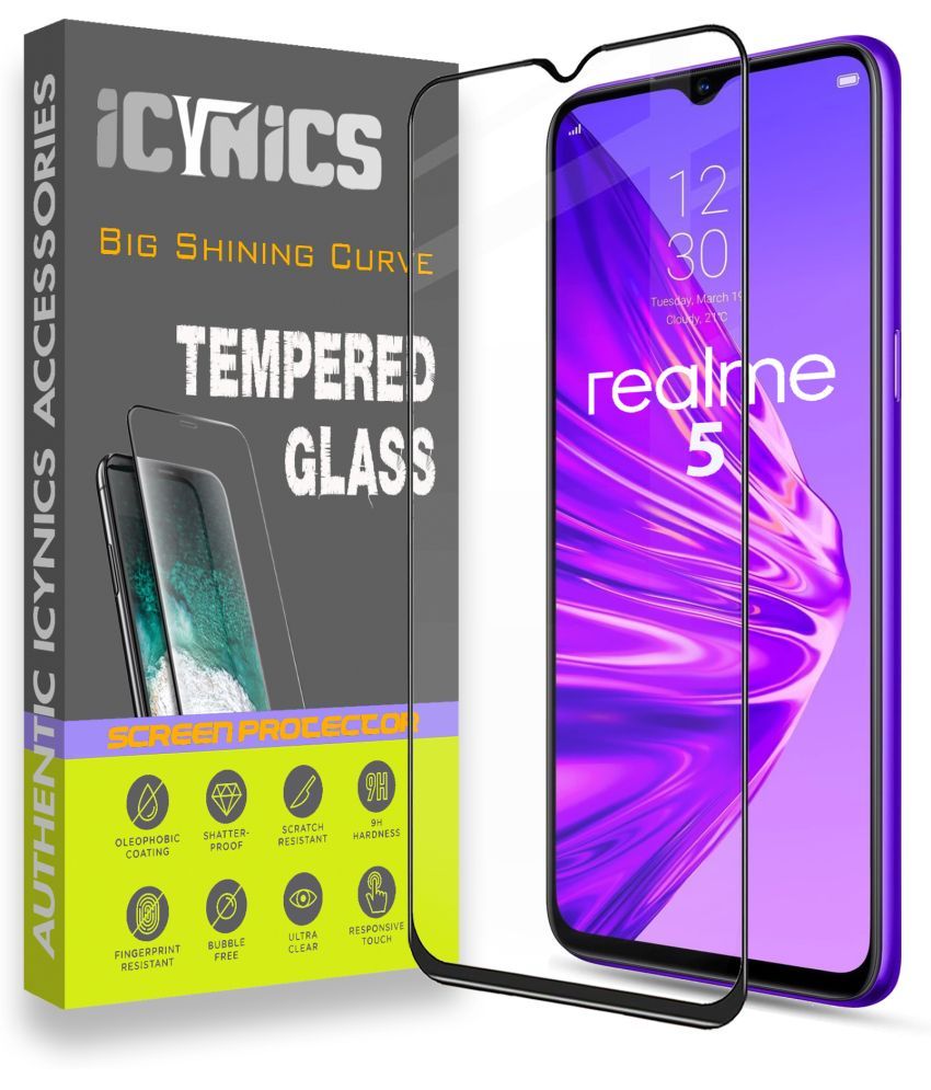     			Icynics Tempered Glass Compatible For Realme 5 ( Pack of 1 )