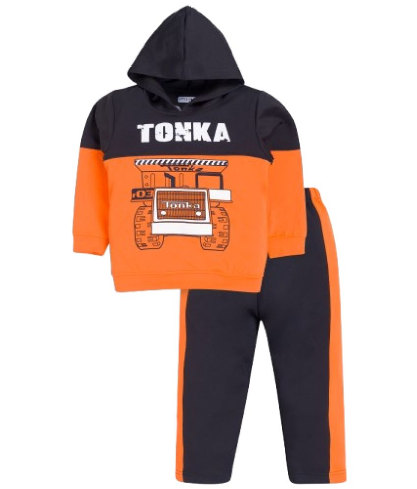     			Little Smart Pack of 1 Boys Cotton Blend Sweatshirt & Joggers Set ( Orange )