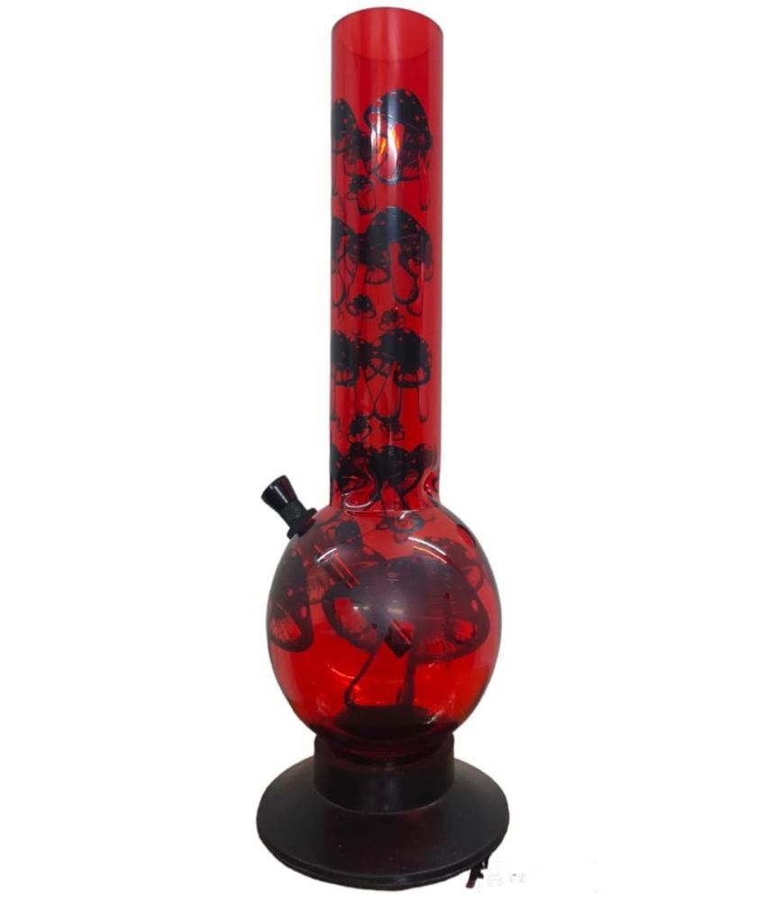     			PUFF SMART 12 Inch Mushroom Print Acrylic Waterpipe Bong (Red-Mushroom)