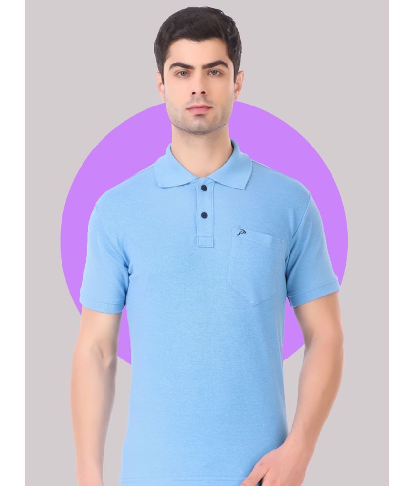     			Promount Pack of 1 Cotton Blend Regular Fit Solid Half Sleeves Men's Polo T Shirt ( Sky Blue )