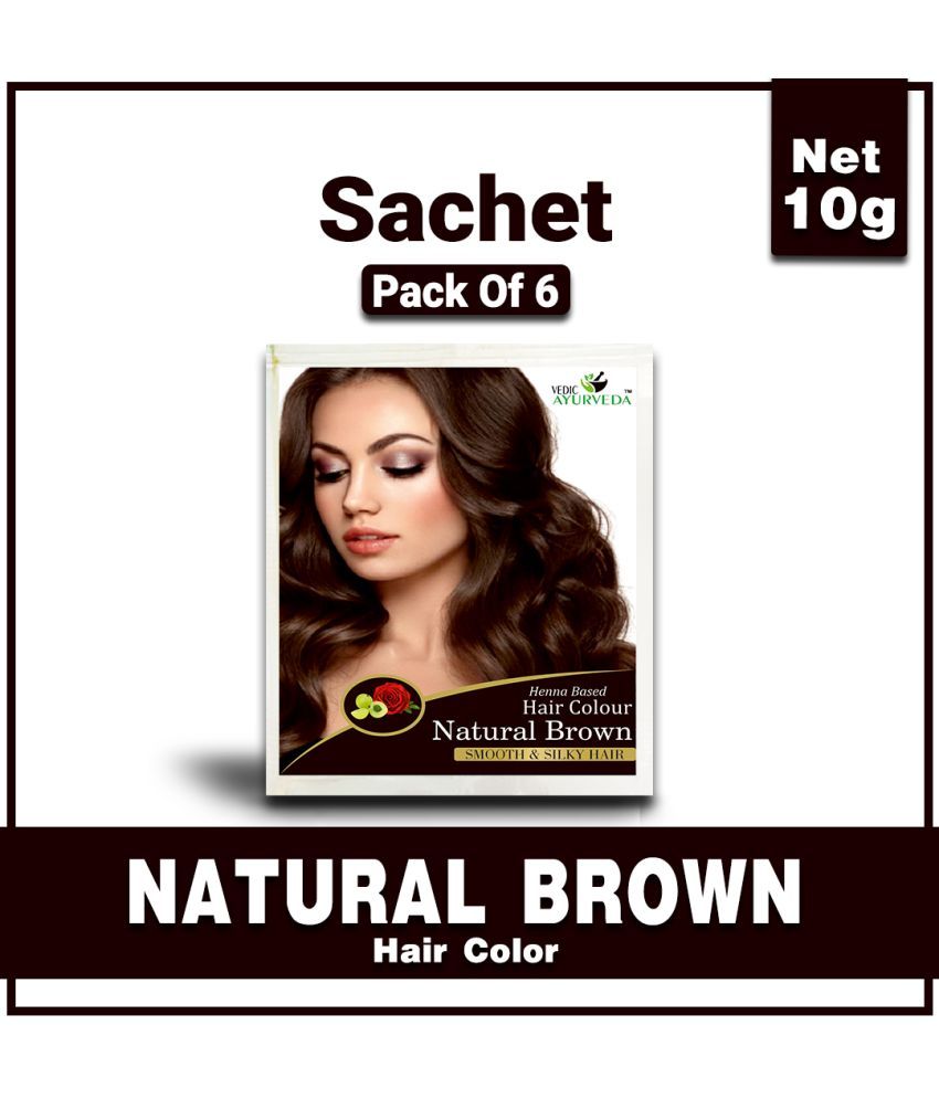     			VEDICAYURVEDA Brown-Sachet Natural Semi Permanent Hair Color 10 g Brown