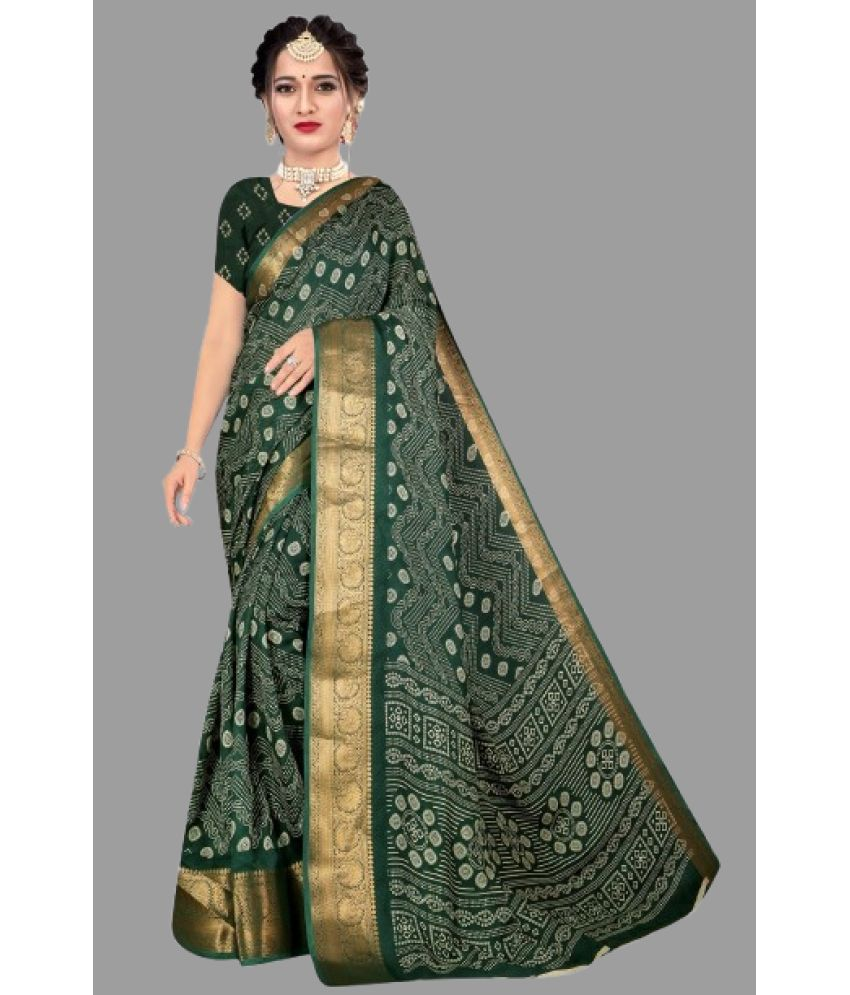     			mahalaxmi fab Pack of 1 Silk Blend Applique Saree With Blouse Piece ( Green )