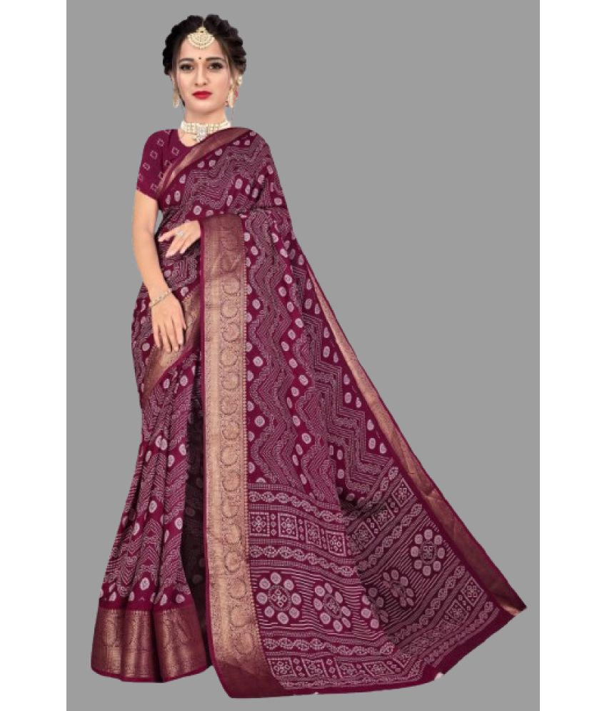     			mahalaxmi fab Pack of 1 Silk Blend Applique Saree With Blouse Piece ( Wine )