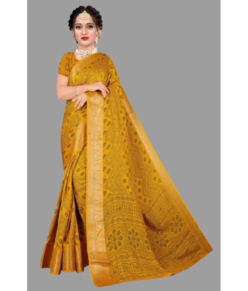     			mahalaxmi fab Pack of 1 Silk Blend Applique Saree With Blouse Piece ( Mustard )