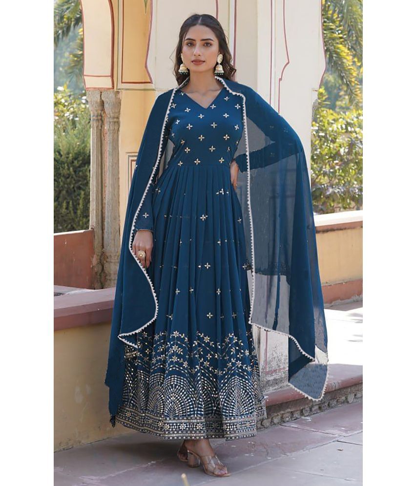     			Trijal Fab Blue Anarkali Georgette Women's Stitched Ethnic Gown ( Pack of 1 )