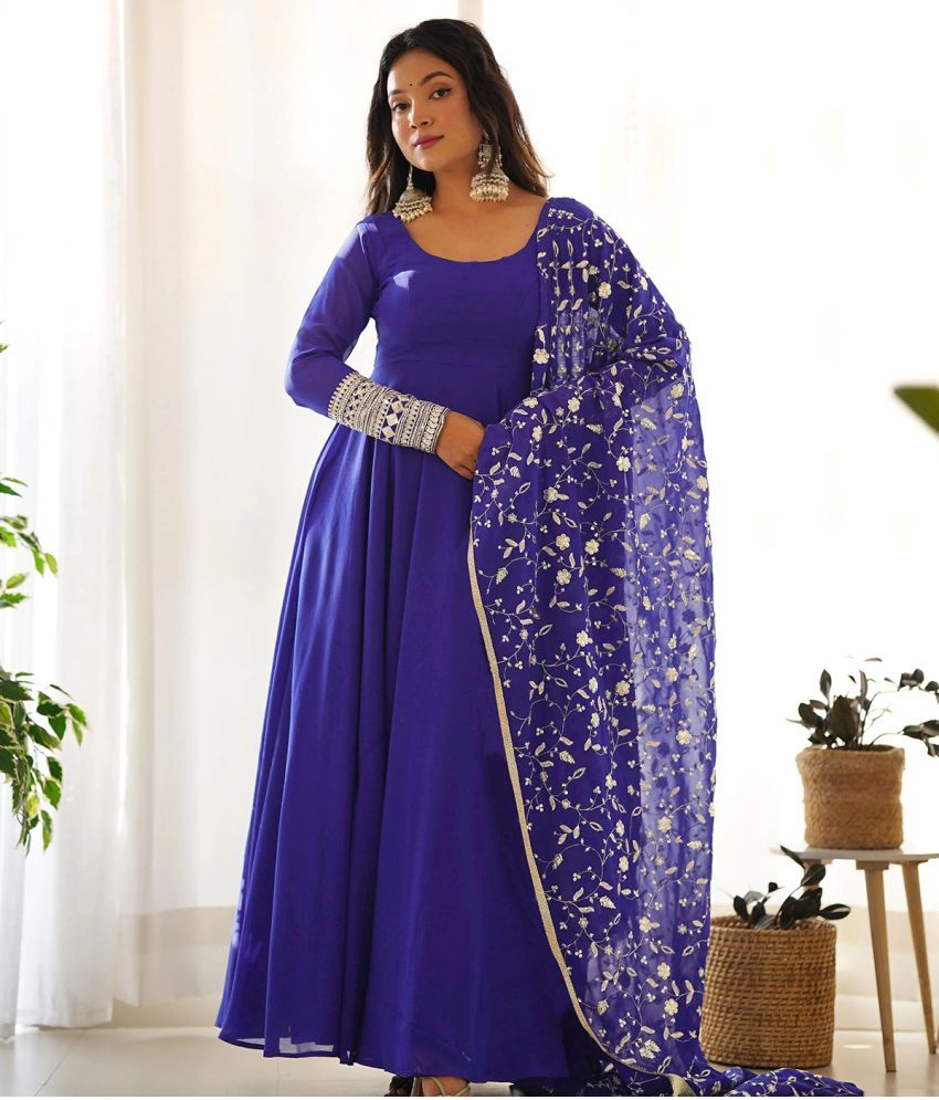     			Trijal Fab Blue Anarkali Georgette Women's Stitched Ethnic Gown ( Pack of 1 )