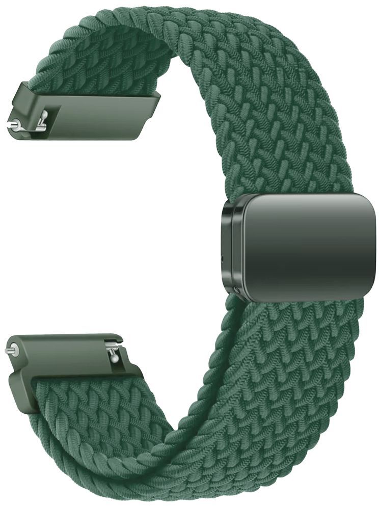     			ACM Watch Strap Woven Braided Magnetic 20mm compatible with Noise Noisefit Diva 2 Smartwatch Adjustable Belt Band Green