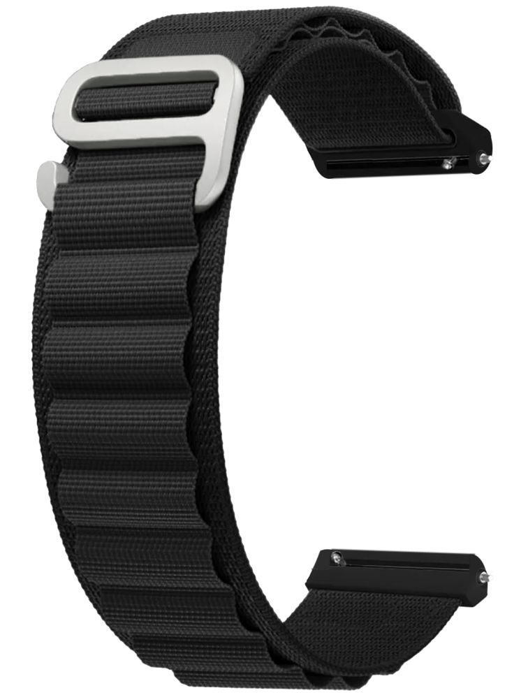     			ACM Watch Strap Nylon 22mm compatible with Pebble Royale Smartwatch Sports Hook Band Black