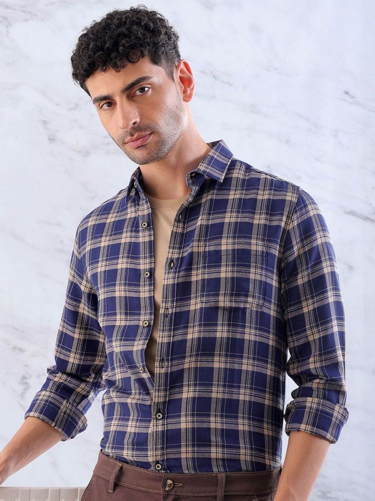     			HARDSODA Poly Cotton Slim Fit Checks Full Sleeves Men's Casual Shirt - Navy Blue ( Pack of 1 )