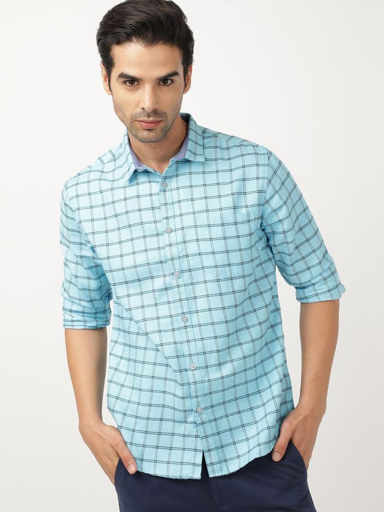     			HARDSODA Poly Cotton Slim Fit Checks Full Sleeves Men's Casual Shirt - Blue ( Pack of 1 )