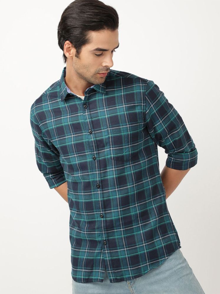     			HARDSODA Poly Cotton Slim Fit Checks Full Sleeves Men's Casual Shirt - Green ( Pack of 1 )