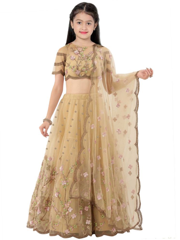     			piludi Net Lehenga Choli Set For Girls ( Pack of 1 , Cream )