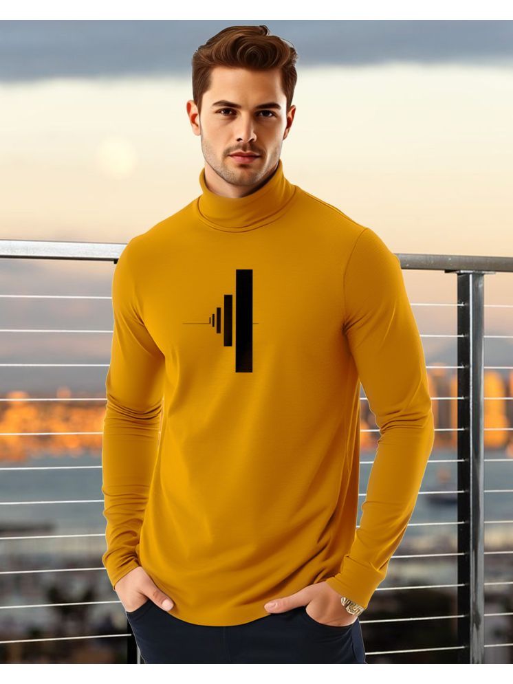     			AUSK Cotton Blend Regular Fit Printed Full Sleeves Men's High Neck T-Shirt - Mustard ( Pack of 1 )