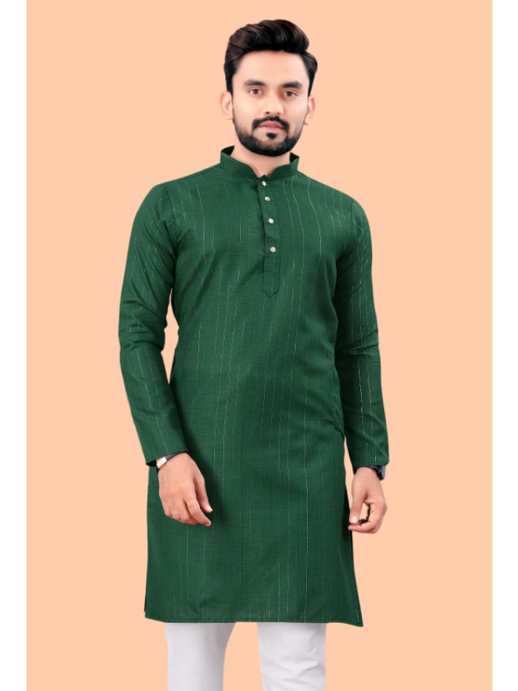     			Balaji's Dark Green Cotton Blend Men's Regular Kurta ( Pack of 1 )