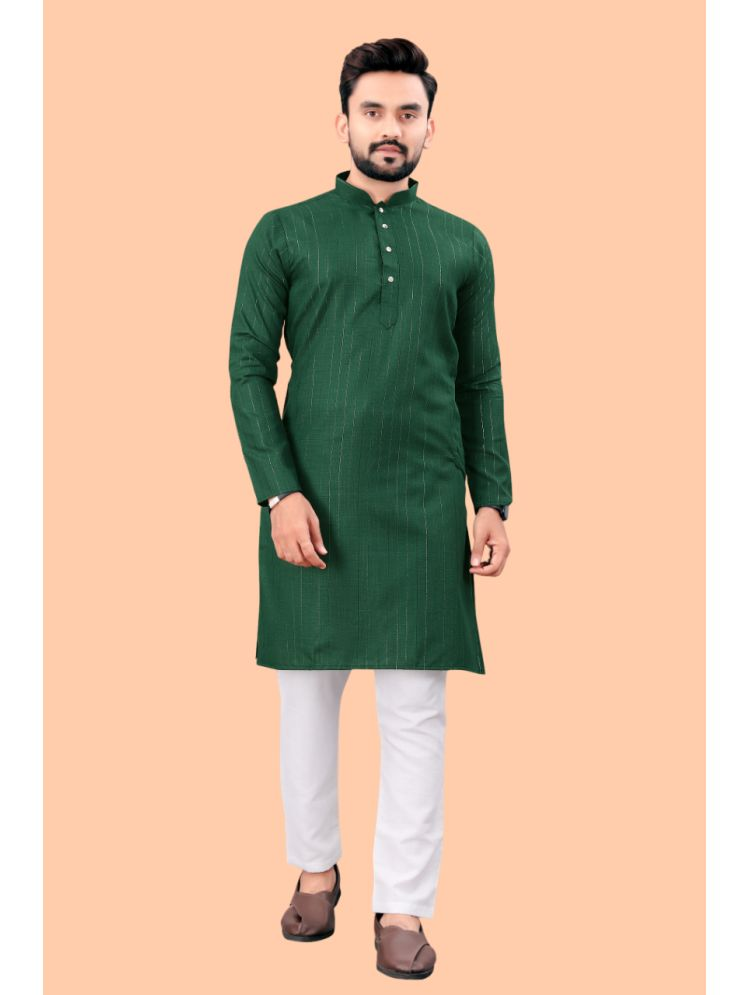     			Balaji's Dark Green Cotton Blend Relaxed Fit Men's Kurta Pyjama Set ( Pack of 1 )