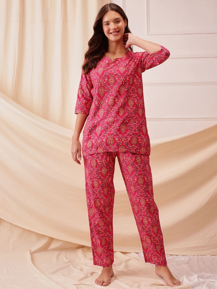     			Clovia Pink Rayon Women's Nightwear Nightsuit Sets ( Pack of 1 )