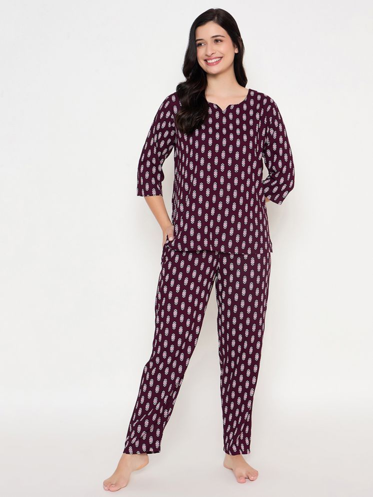     			Clovia Purple Rayon Women's Nightwear Nightsuit Sets ( Pack of 1 )