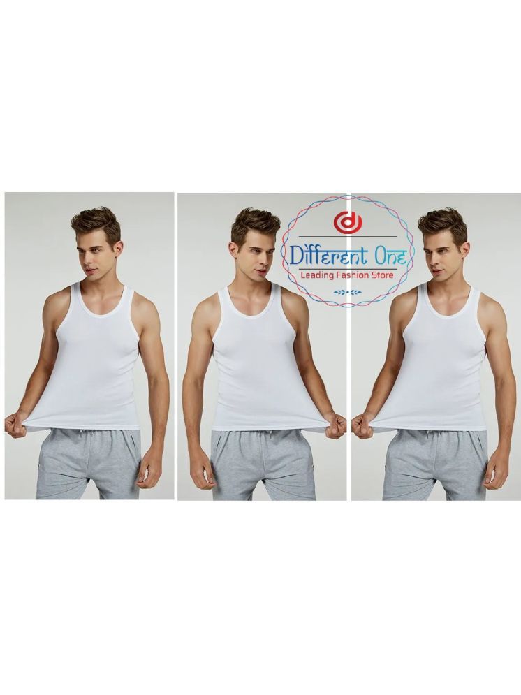     			D1 DIFFERENT ONE Pack of 3 Cotton Basic Vest For Men ( White )