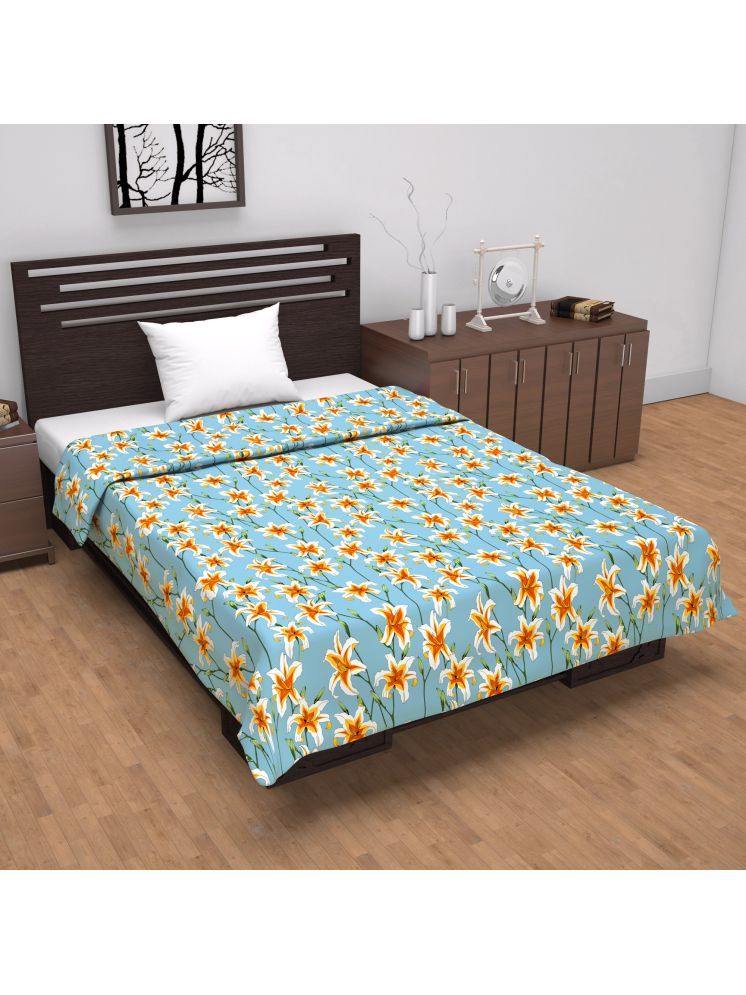     			DIVINE CASA Cotton Floral Single Bed Dohar - Blue ( )