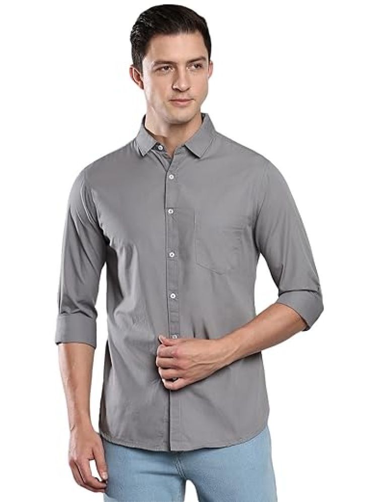     			DVILLA Cotton Blend Regular Fit Solids Full Sleeves Men's Casual Shirt - Grey ( Pack of 1 )