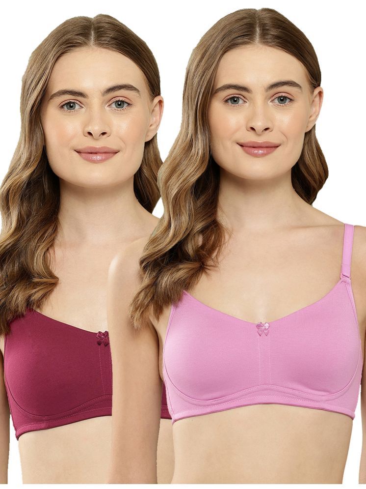     			Leading Lady Pack of 2 Cotton Non Padded T-Shirt Bra For Women ( Multicolor )