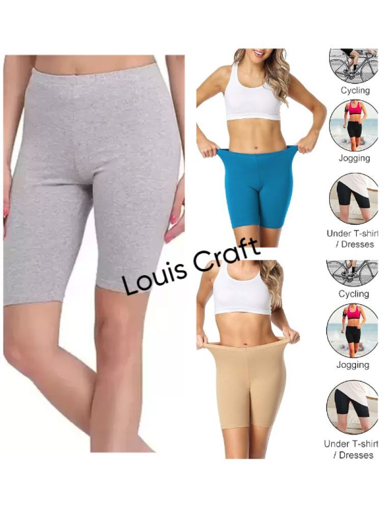     			Louis Craft Pack of 3 Cotton Lycra Safety Shorts For Women ( Multicolor1 )