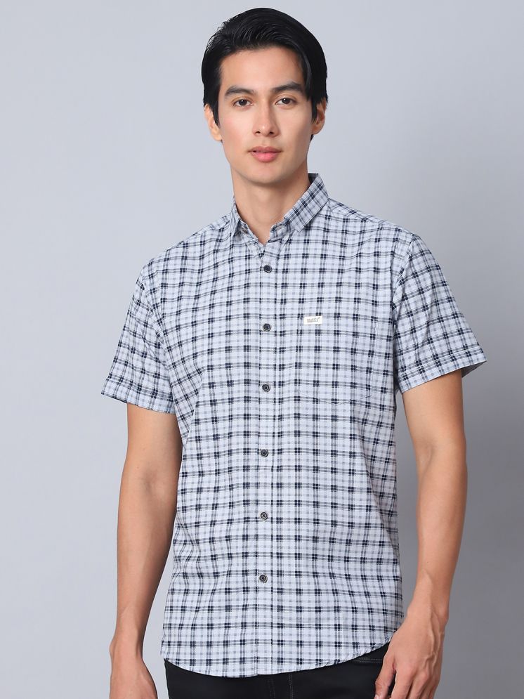     			MAJESTIC MAN 100% Cotton Slim Fit Checks Half Sleeves Men's Casual Shirt - Light Grey ( Pack of 1 )