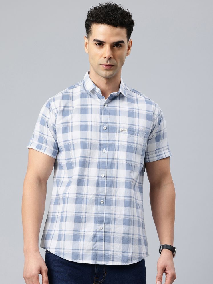     			MAJESTIC MAN 100% Cotton Slim Fit Checks Half Sleeves Men's Casual Shirt - Light Blue ( Pack of 1 )