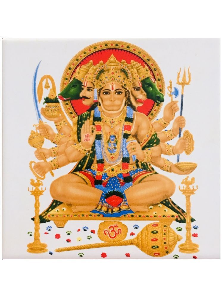     			SHOP BY ROOM Ceramic Panch Mukhi Lord Hanuman Tiles for Home Entrance, Temple, Office - 6 x 6 Inch