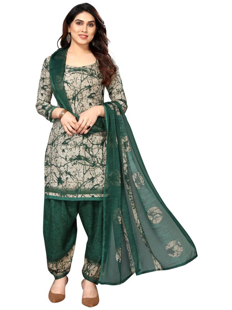     			Sidhidata Unstitched Crepe Printed Dress Material - Green ( Pack of 1 )