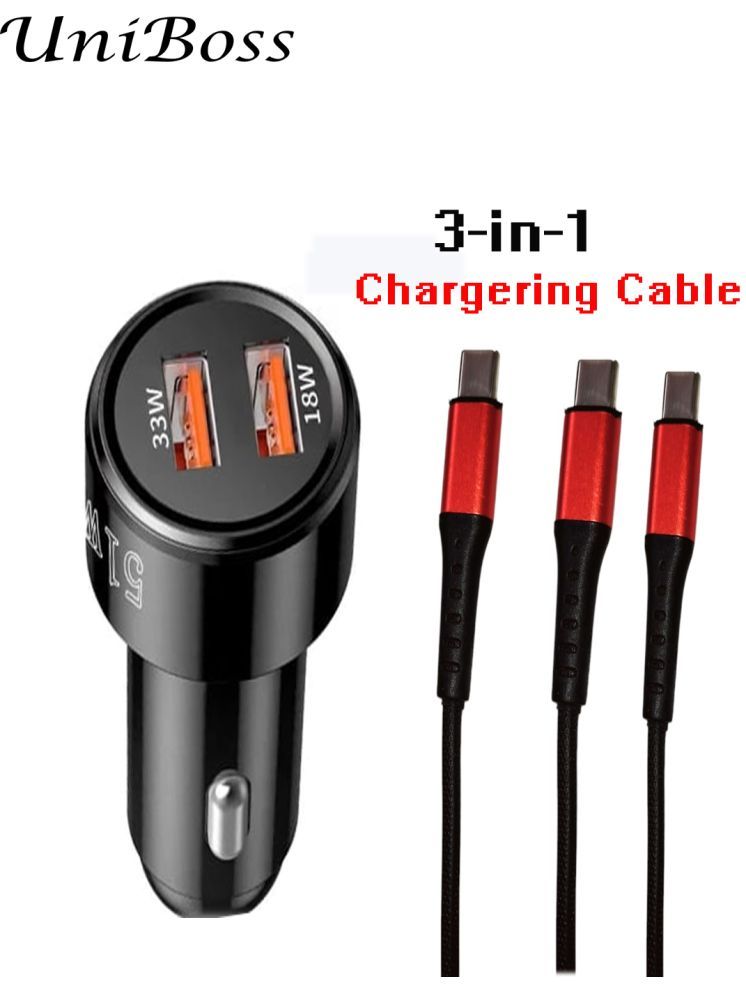     			UniBoss Car Mobile Charger 51W with 3in1 Cable Black