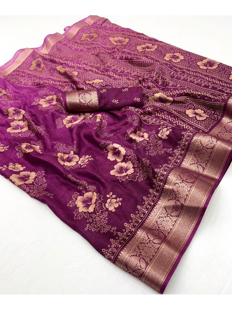     			Arkia Pack of 1 Silk Embellished Saree With Blouse Piece ( Purple )