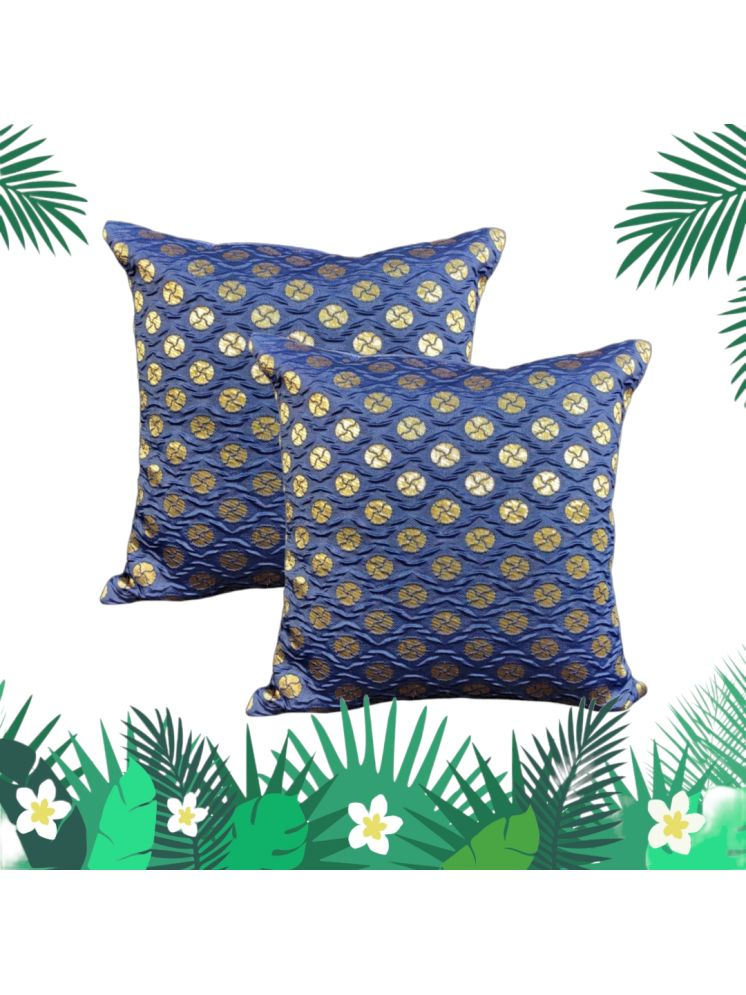     			BMAP Set of 2 Jacquard Polka Dots Square Cushion Cover (40X40)cm - Navy Blue