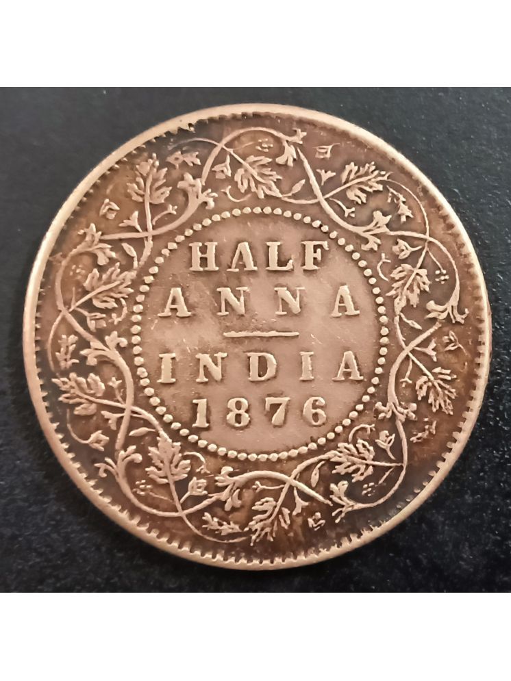     			British India 1/2 Half Anna Rare 1876 Victoria Queen Copper Coin