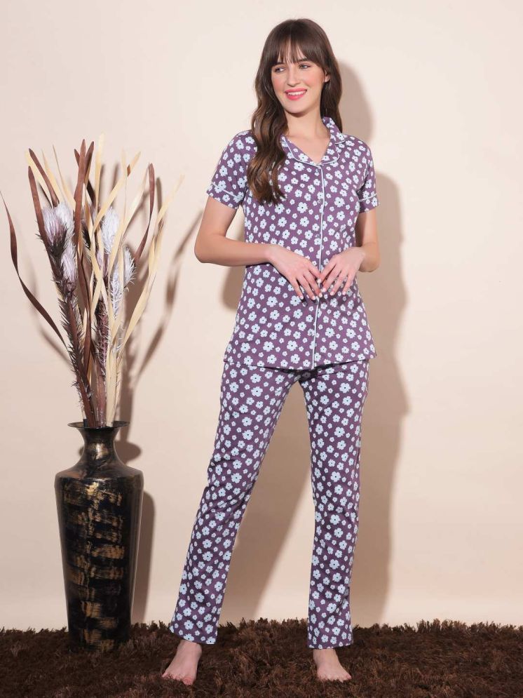     			Dollar Missy Brown Cotton Blend Women's Nightwear Nightsuit Sets ( Pack of 1 )