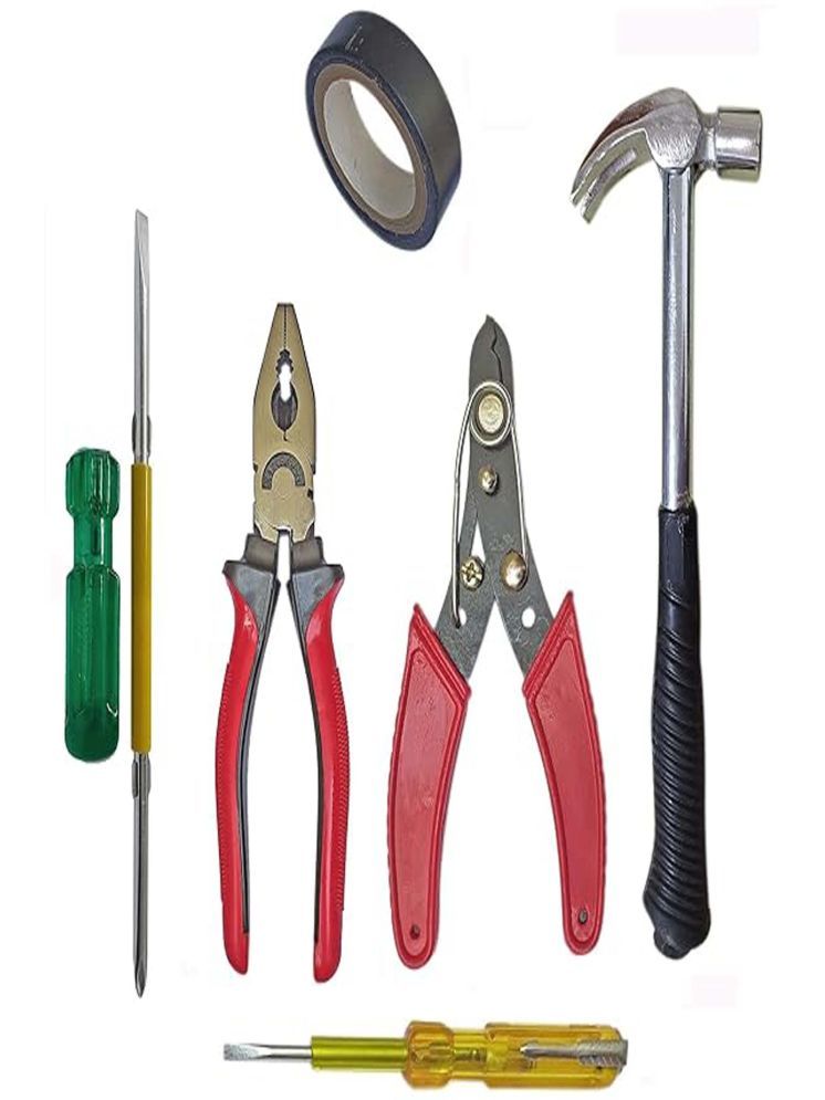     			Hand Tools Kit, Combination Pliers, Hammer, Wire Cutter, Tester, Screwdriver Set, for Home, Industrial, Electrician Use