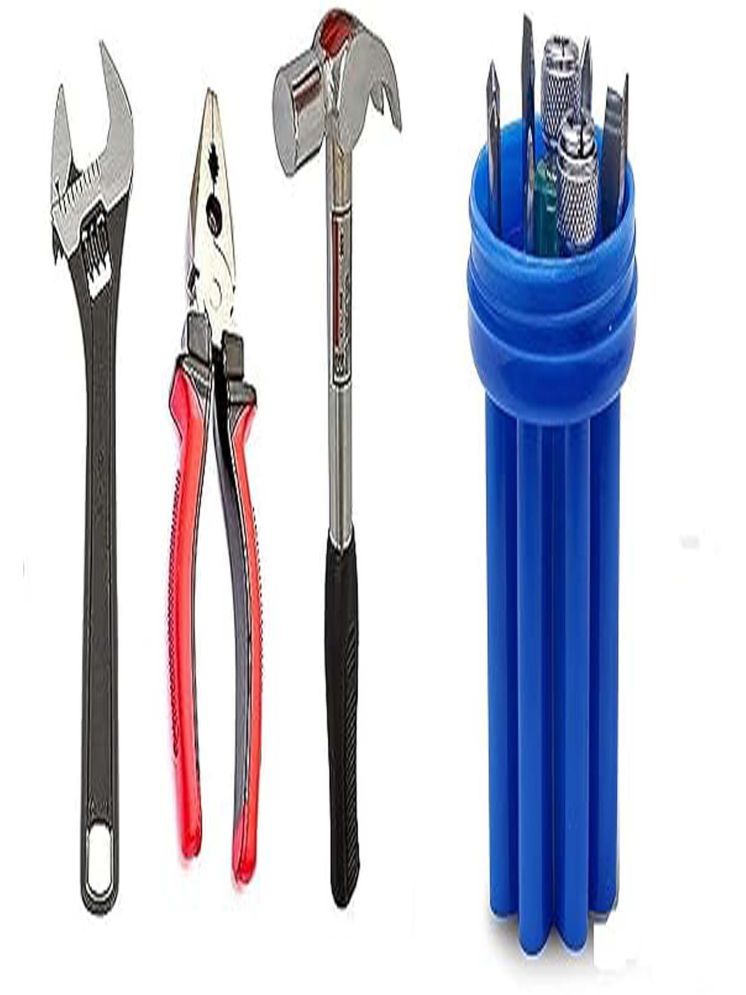     			Hand Tools Kit, Combination Pliers, Hammer, Wire Cutter, Tester, Screwdriver Set, for Home, Industrial, Electrician Use