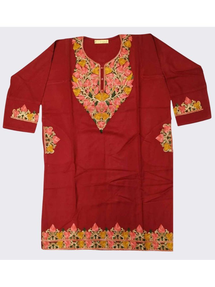     			KASHMIRI Pack of 1 Woollen Embroidered Phiran Women's Kurti - ( Maroon )