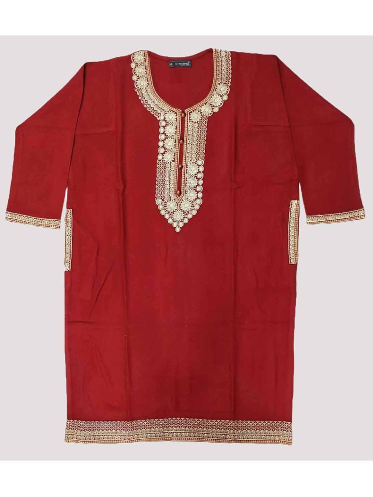     			KASHMIRI Pack of 1 Woollen Embroidered Phiran Women's Kurti - ( Maroon )