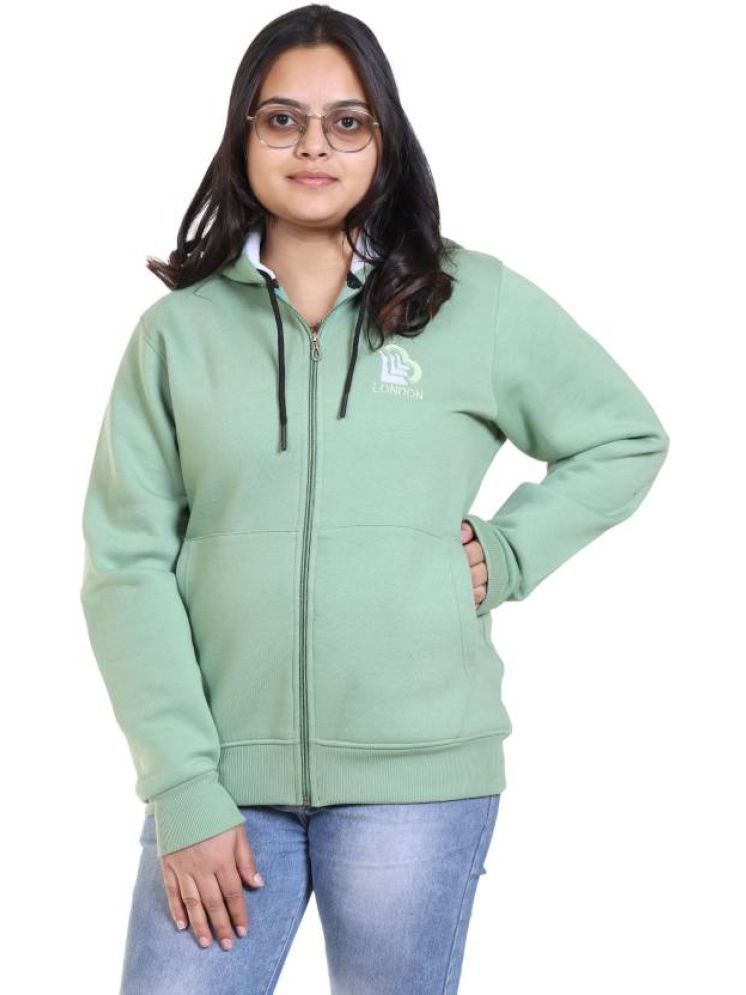     			LOVE LONDON Polyester Women's Zippered Sweatshirt ( Green )